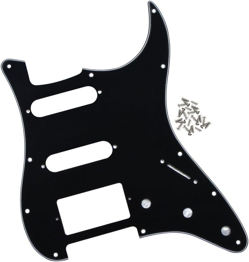 FLEOR 11 Holes HSS Pickguard ST Style Guitar Pickguard Pick Guard Scratchplate with Screws,3Ply Black - Image 1